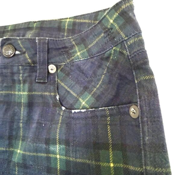 R13 Kick Fit Jeans Womens 27 Printed Tartan Plaid F22 Designer Grunge Punk Denim - Picture 6 of 16